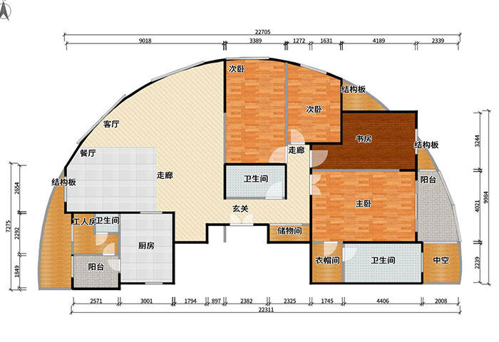 燕島國際270㎡四室兩廳戶型平面布局圖.jpg